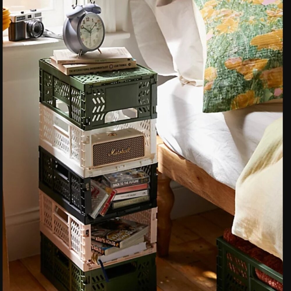Urban Outfitters Felix Folding Storage Crate Set of 4 - Olive Green - Size Large